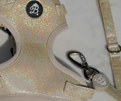 Conjunto Peitoral + trela Bling Bling Baby Nude