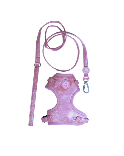 Conjunto Peitoral + Trela Bling Bling Baby Pink