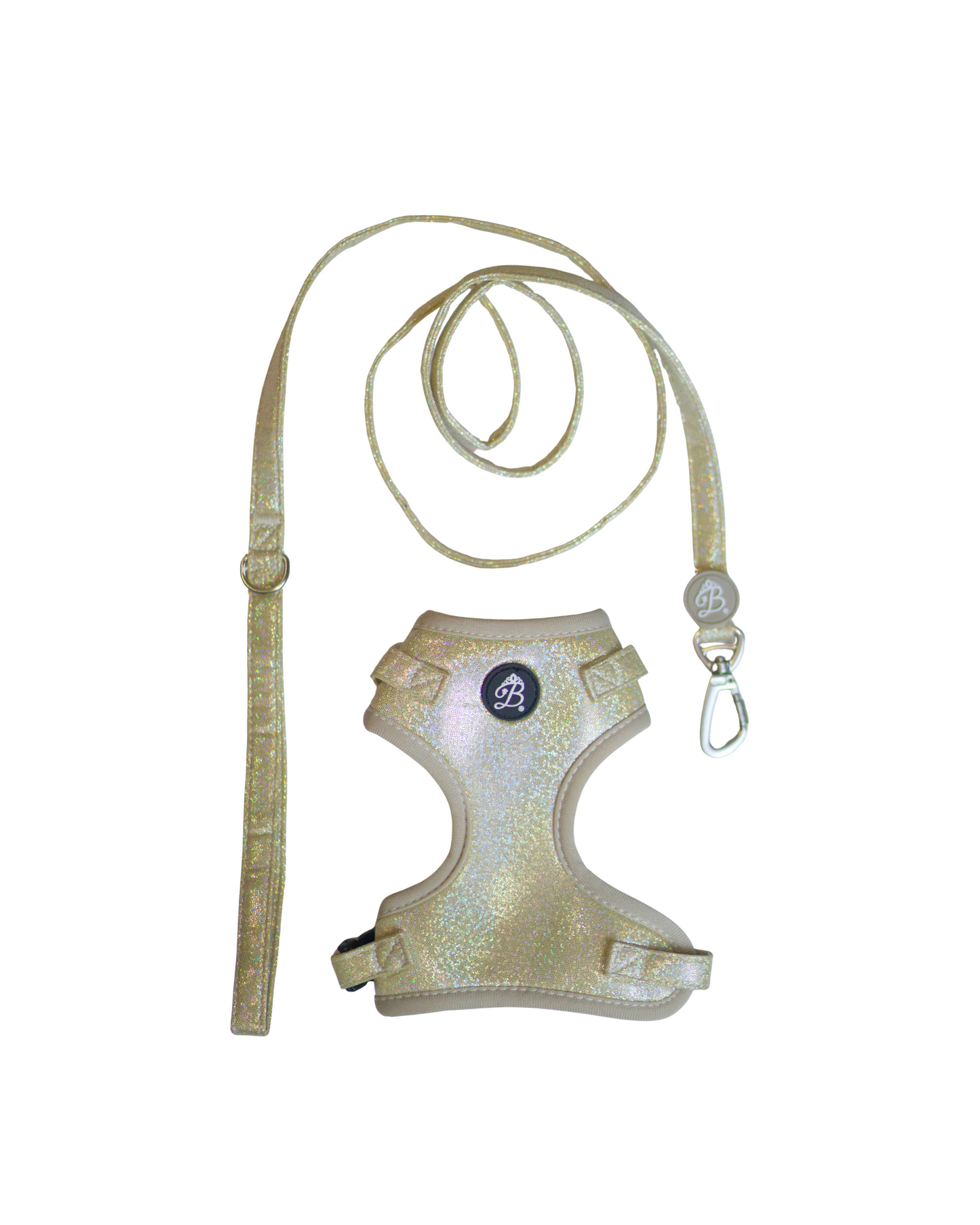 Conjunto Peitoral + trela Bling Bling Baby Nude
